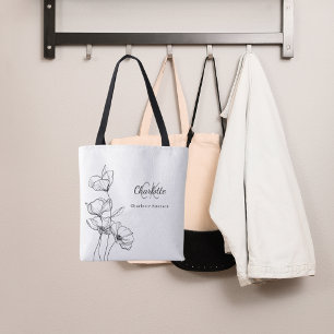 Wildblumen-Linienkunst einfaches Monogramm Name