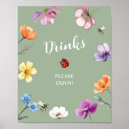 Wildblumen-Lovebug-Baby-Shower-Drinks-Party-Schild Poster