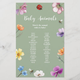 Wildblumen-Lovebug-Baby-Shower-Spiel-Schild
