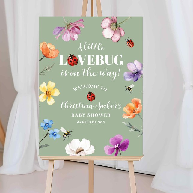 Wildblumen Lovebug Baby Shower Willkommensschild Poster (Von Creator hochgeladen)