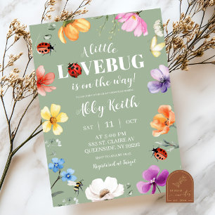 Wildblumen Lovebug Babyparty-Einladung Einladung