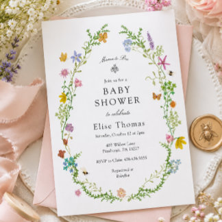 Wildblumen-Mama-to-Bee-Baby-Party Einladung