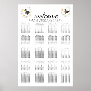 Wildblumen-Mandarinenten-Hochzeitssitzordnung Poster