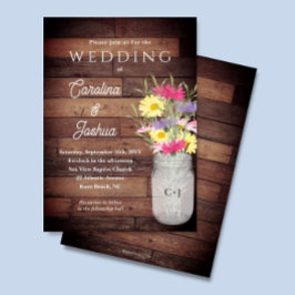 Wildblumen-Mason-Glas Frühlingsgarten-Hochzeit Einladung