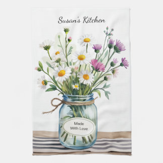 Wildblumen-Mason-Glas Geschirrtuch