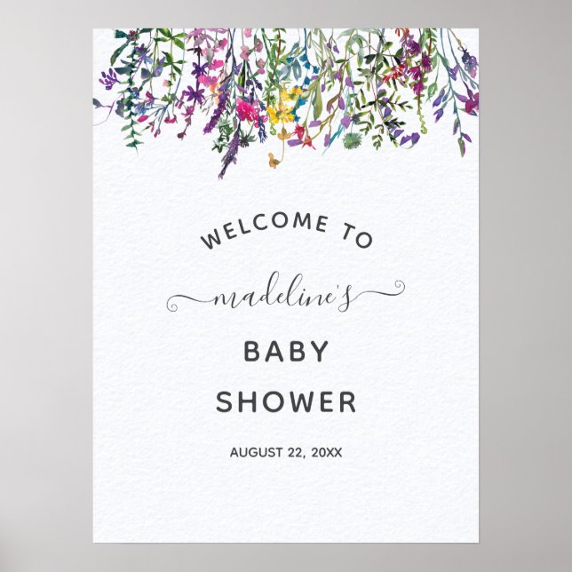 Wildblumen Meadow Baby Dusche Willkommenspender Poster (Vorne)