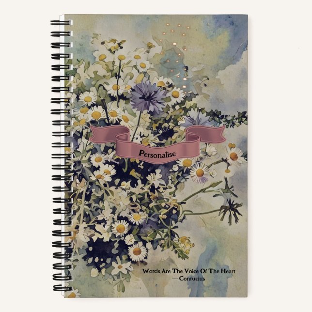 Wildblumen Meadow Confucius Zitat Pink Journal Notizbuch (Vorderseite)