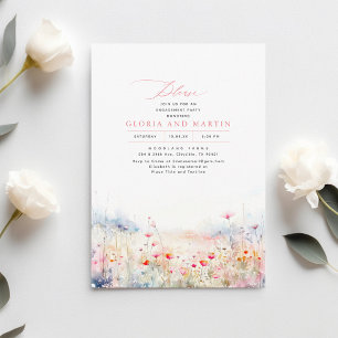 Wildblumen Meadow Elegante Sommer-Engagement Party Einladung