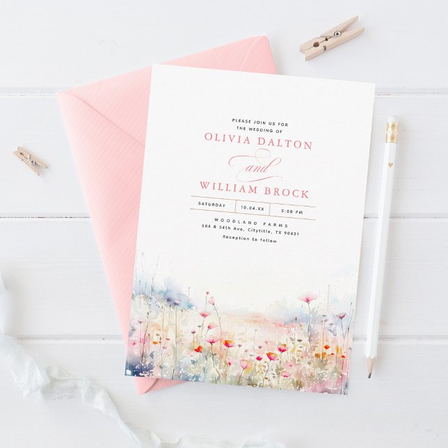 Wildblumen Meadow Soft Pastel Boho Wedding Einladung (Von Creator hochgeladen)