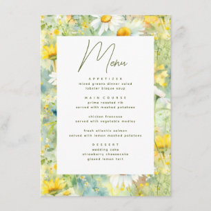 Wildblumen Meadow Summer Foliage Boho Wedding Menükarte