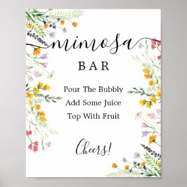 Wildblumen Mimosa Bar Sign Poster