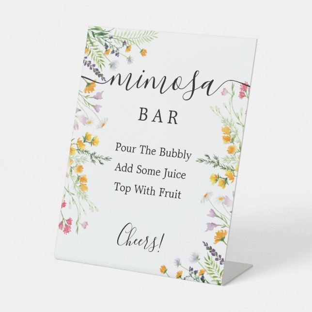 Wildblumen Mimosa Bar Sign Sockelschild (Vorderseite)