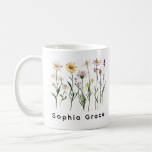 Wildblumen Minimalistischer Individuelle Name Kaffeetasse