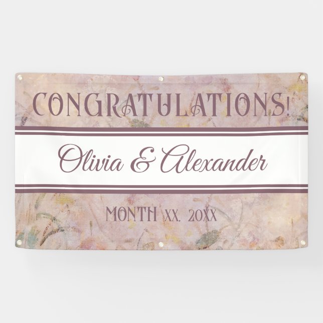 Wildblumen mit Aquarellblumen Hochzeitsempfang Banner (Horizontal)