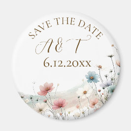 Wildblumen mit Aquarellfarben speichern das Datum Magnet