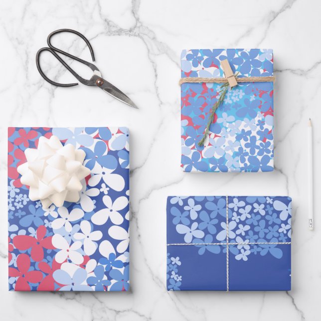 Wildblumen mit Blumenmuster. Nahtloses Pattern Geschenkpapier Set (Vorderseite)