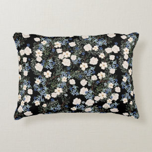 Wildblumen mit Blumenwasser Rosa blaue Blätter Dekokissen