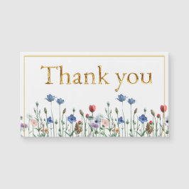 Wildblumen mit elegantem Gold Script Vielen Dank Magnetkarte