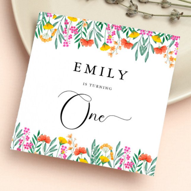 Wildblumen mit farbenfrohen Wasserfarben 1. Geburt Serviette (Von Creator hochgeladen)