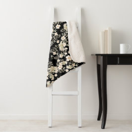 Wildblumen mit floralen Blume Blätter Schwarzer Hi Sherpadecke