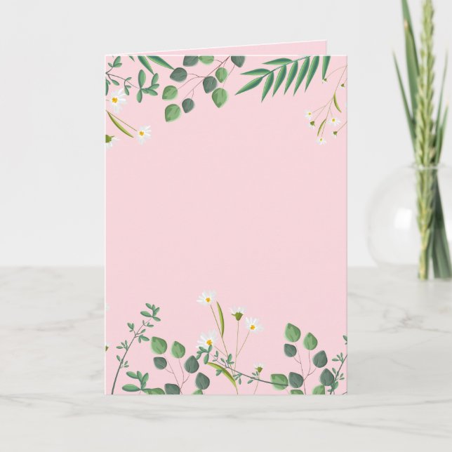 Wildblumen mit Hochzeit in Rosa Karte (Vorderseite)