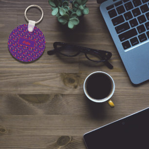 Wildblumen mit lila Blumenmustern, Schlüsselanhäng Schlüsselanhänger