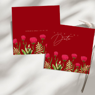Wildblumen mit rotem Mohn speichern das Datum Save The Date