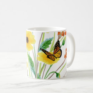 Wildblumen mit Schmetterlingsgarten Kaffeetasse