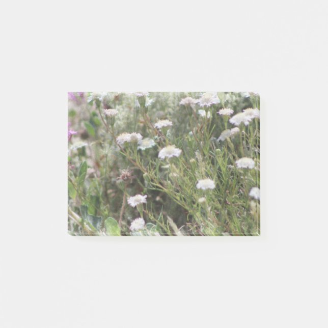 Wildblumen mit weißer Pinselspitze, Digital Waterc Post-it Klebezettel (Vorderseite)