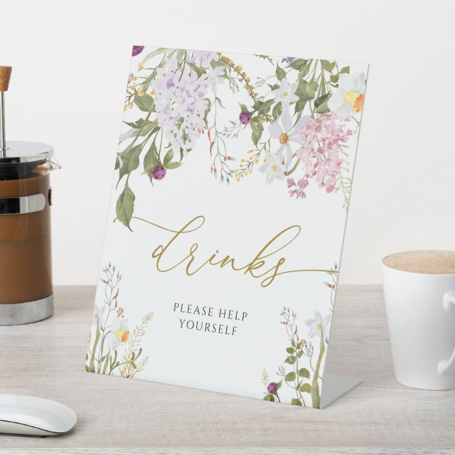 Wildblumen mit Wiese Duschtränke Zeichen Sockelschild (In SItu)