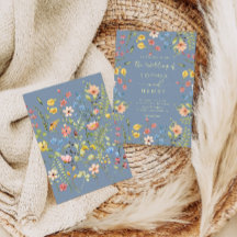 Wildblumen Moderne Elegante Blauen Hochzeit