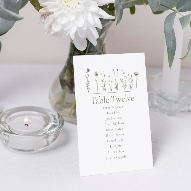 Wildblumen moderne Seekarte Einladung (Wedding reception Wild Flowers Seating Chart)