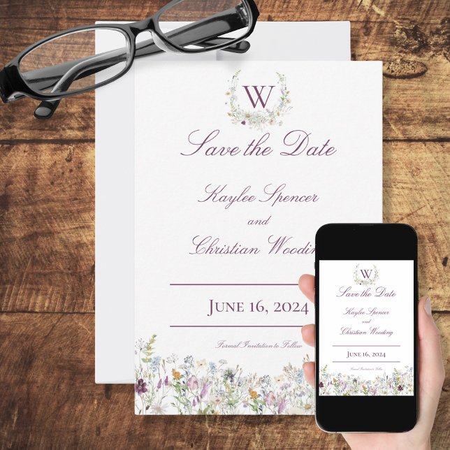 Wildblumen Monogram Wedding Save The Date (Von Creator hochgeladen)