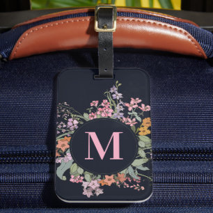 Wildblumen Monogramm Blumenland Vintag Gepäckanhänger