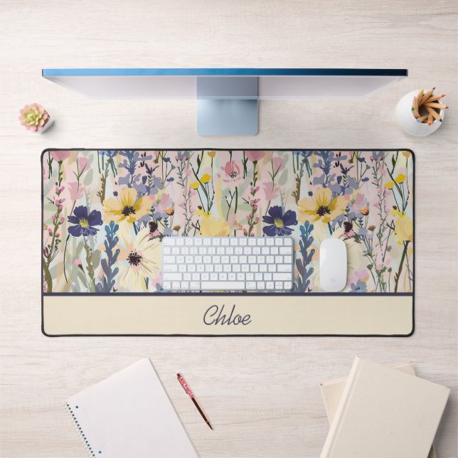 Wildblumen-Monogramm Botanisch Schreibtischunterlage (Büro 1)