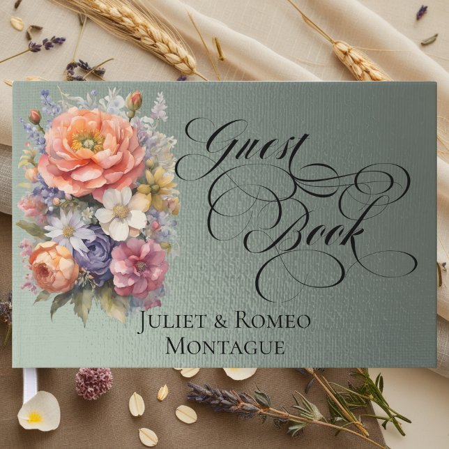 Wildblumen & Monogramm - Salbei Gästebuch (Von Creator hochgeladen)