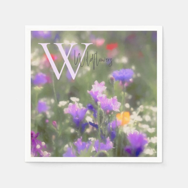 Wildblumen Monogramm Serviette (Vorderseite)