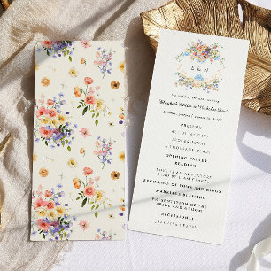 Wildblumen-Monogramm   Verzierte boho-Hochzeitszer Programm