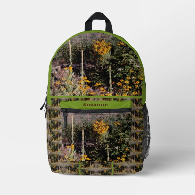 Wildblumen Mullein Daisies Malen Personalisiert Bedruckter Rucksack (Vorderseite)