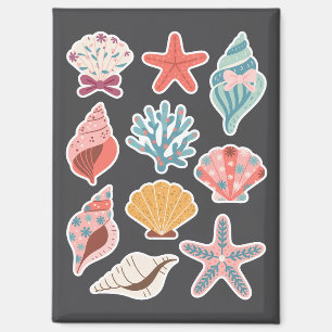 Wildblumen Muschel Sommer Stimmung Florale Strand Magnet