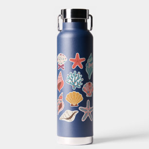 Wildblumen Muschel Sommer Stimmung Florale Strand Trinkflasche