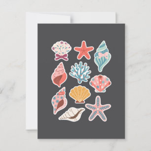 Wildblumen-Muschel-Sommer-Vibes-Blumen-Strand Postkarte