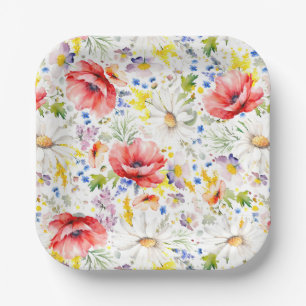 Wildblumen Muster Elegante Botanische Sommerparty Pappteller