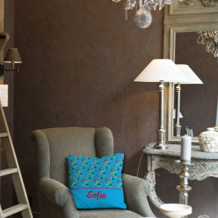 Wildblumen Muster Mohn türkis werfen Kissen