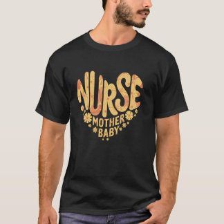 Wildblumen-Mutter-Baby-Krankenschwester Mutter Bab T-Shirt
