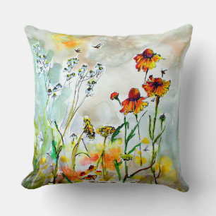 Wildblumen Natur Kunst warme Farben Kissen