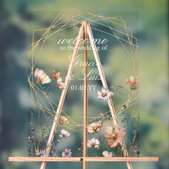 Wildblumen Naturbotanische Hochzeiten Acrylschild (Neutral)