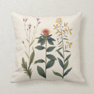 Wildblumen Naturliebhaber Antiker Druck Kissen