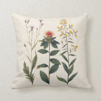 Wildblumen Naturliebhaber Antiker Druck Kissen