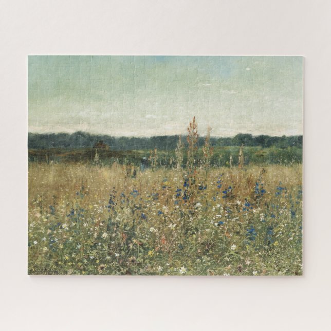 Wildblumen. Öl auf Leinwand. Vintage Wiese Puzzle (Horizontal)